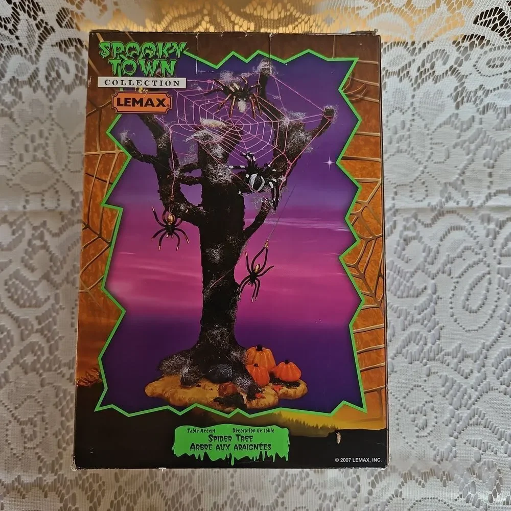 Lemax Spooky Town Spider Tree with Orange and Black